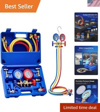 OMT 3-Way AC Manifold Gauge Set for R12 R134a R502 R22, 5 ft Hoses picture