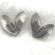 Vintage Danish Sterling Silver Clip Earrings Aarre Krogh Denmark Modernist 9g 1