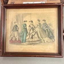 Antique 1867 Godey’s Lady’s Book Fashion Plate Victorian Print Framed 14x12 picture