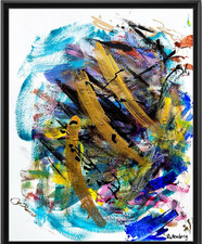 Rutenberg Original 11x14 Abstract Bold Abstract Brushstroke Oval on HEAVY Paper picture