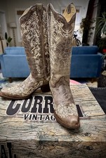 Corral Cowboy Boots Bone Embroidery 6.5  picture