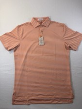 Peter Millar Summer Comfort Polo Mens Small Orange Striped UPF Golf Outdoor NWT picture