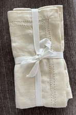 Williams Sonoma Linen Napkins Double Hemstitch Cream Set Of 4 picture