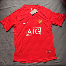 Retro Nike Manchester United AIG Sponsor Red Soccer Jersey Size Medium picture