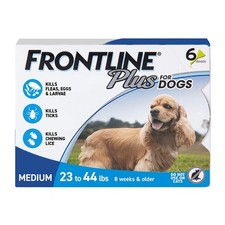 Frontline Plus For Dogs 23-44 Lbs | Blue | 6 doses | Authentic Vet Channel box picture