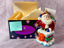 NIB Pristine Vintage Christopher Radko Down The Chimney Santa Glass Ornament NWT picture