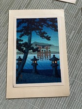 WATANABE JAPANESE WOODBLOCK PRINT NOTECARD TORII AT MIYAJIMA KAWASE HASUI picture