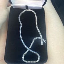 Silver 20ctw Tanzanite Oval  Necklace 31.84 grams picture