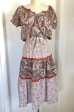 Vintage 70s Boho Hippie Calico Prairie Crop Top Skirt SET Peasant 24