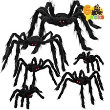 JOYIN 6 Packs Halloween Outdoor Decorations Giant Spiders Set, Halloween Decor O picture