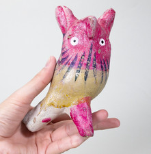 Vintage c.1950s Mexican Tlaquepaque, Tonala area Pottery Pink Owl Whistle picture