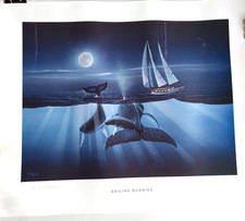 Limited Edition Hand signed TIM WISTROM print SAILING BUDDIES #86/950 RARE 20x24 picture