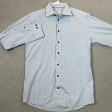 Eton Shirt Mens 16.5-42 Slim Fit Blue White Stripe Dress Long Sleeve Formal EUC picture