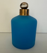 Antique French Blue Opaline Matte Glass Perfume Bottle w/ Original Stopper #41  picture