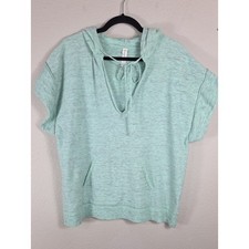 Daily Practice Anthropologie Short Sleeve Hooded Top Mint Green Marled Size L picture