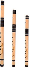 Handmade Natural Flute Indian Bamboo Bansuri Combo of A B & A Flute Set of 3Pcs picture