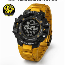 Activa X Invicta Digital Quartz Watch 50mm Gold Bracelet Black Case 30m picture