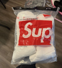 Supreme X Hanes Crew Socks - White, Pack of 4, Size 6-12 picture