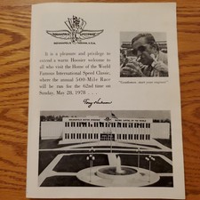 Vintage 1978 Indianapolis Motor Speedway Souvenir Brochure Tony Hulman,  AJ Foyt picture