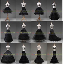 Hot White/Black Bridal Wedding Petticoat Crinoline Underskirt Hoop/Hoopless picture