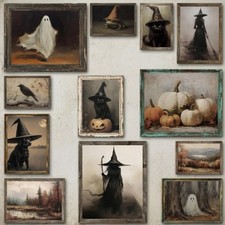 Cute Ghost Pictures for Bedroom Decor (UNFRAMED), Vintage Witch Posters, 12 Pcs picture