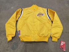 Vintage Los Angeles Lakers Jacket Mens Large Yellow NBA Basketball Starter 90s picture