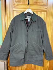 L.L.Bean Men's Lined Short Cotton Jacket dark brown M Button Front Pockets picture
