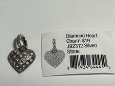 Authentic Brighton Diamond Heart Charm J92312 Silver/Stone Retired New picture