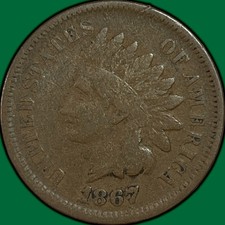 1867 Indian Head Cent Choice Very Good VG+/F Coin #46689 picture