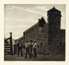 Martin Lewis : Politics : Etching of Men in Conversation Print 1927 picture