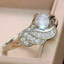 Unique 1.50Ct Round Cut Diamond Solitaire Engagement Wedding Ring 14k White Gold picture