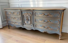 Beautiful Nine Drawer French Provincial Dresser in Dusty Duck Blue Color picture