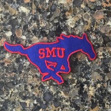 SMU Southern Methodist  University Mustangs VINTAGE EMBROIDERED IRON ON PATCH 3” picture