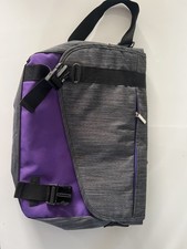 Port Authority Canvas Messenger Bag Gray Purple Crossbody Bike Shoulder picture