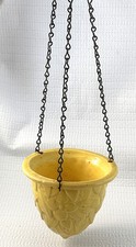 VTG McCoy Hanging Planter Yellow Tri-Chain Rare Art Pottery Mid-Century Vase Old picture