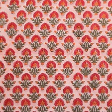 Organic Hand Block Cotton Fabric By The Yard - Blush Pink Floral Motif picture