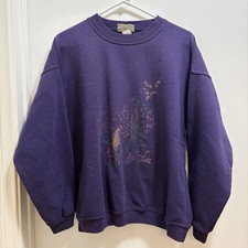 Northern Reflections Sweatshirt Womens M Purple Garden Cardinal Xmas Grannycore picture