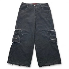 Rare VTG 90s Menace Baggy Wide Leg Jeans 38 Cargo Zip Pockets Tripp JNCO Style picture