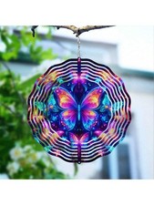 3D Metal Blue Butterfly Wind Spinner Kinetic Garden Yard Art Spinfinity Decor10