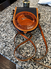 Dooney & Bourke All-Weather Leather Duck Logo Crossbody Bag, Navy Brown picture