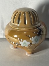 Vtg  Tokito Shoten Japanese Lusterware Incense Burner Peach Floral Koro Signed picture