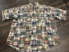 Polo Ralph Lauren VTG S/S Button Up Mens Large Madras Plaid Patchwork Purcell picture