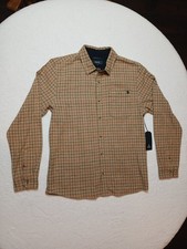 NWT Mens Roark Crossroads Organic Cotton Flannel $75 M Khaki Plaid Classic Fit picture