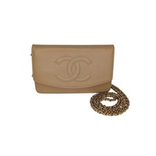 Chanel Vintage Beige Caviar Timeless Wallet On Chain WOC picture