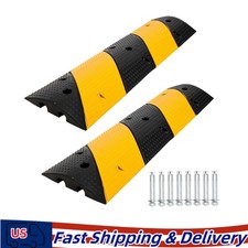 2pcs 3.3 FT Rubber Speed Bump 25000lbs Load for Driveways & Roads Bumps picture