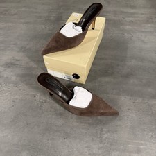 Tony Bianco Mules Womens 7 Cosmic Espresso Brown Suede Pointed Toe Kitten Heel picture