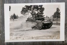 WWII RPPC Postcard Tanks in Action Near Leesville LA M3 Stuart Army Camp Polk picture