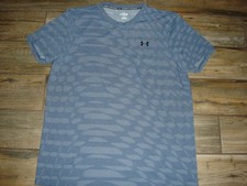 UA Under Armour blue/gray fitted design shirt Men's XXL (2XL) moisture wick picture