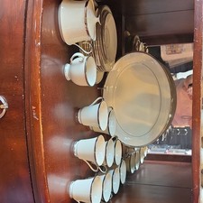 Lenox Dimension Solitaire Porcelain Dinner Set Ivory Silver Dishwasher Safe picture