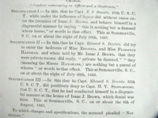 CIVIL WAR WHORES SUMMERVILLE SOUTH CAROLINA DRUNK OFFICER COURTMARTIAL 1865 picture